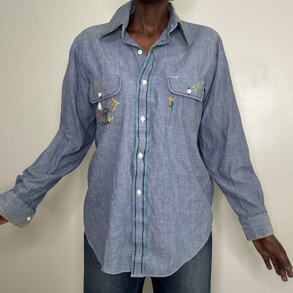 VINTAGE | JCPENNY Big MAC Cotton Chambray Shirt Embroidered Size M